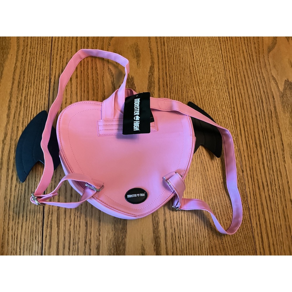 Monster High Draculaura Heart Bat Wing Mini Backpack Pink Black Quilted Goth NWT - Picture 2 of 6